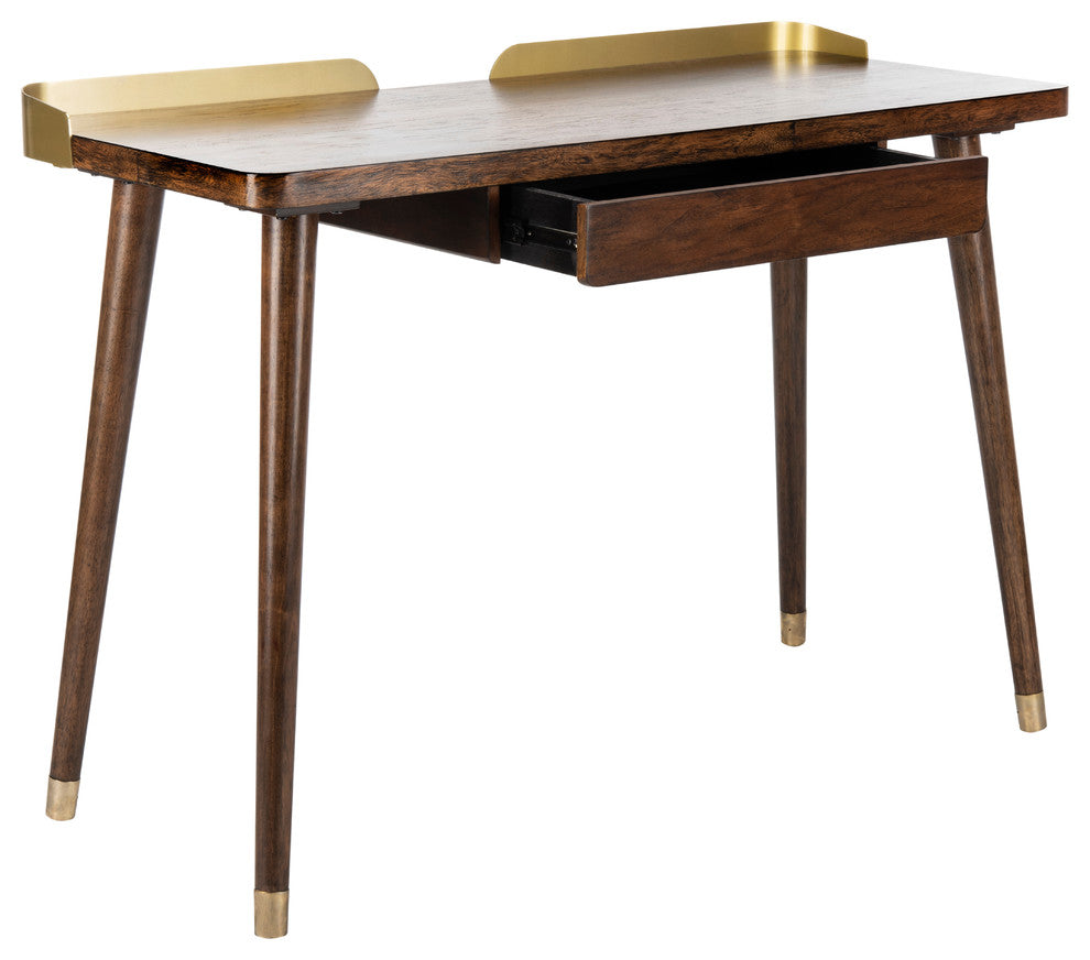 Safavieh Parker Drawer Desk, Walnut, Gold