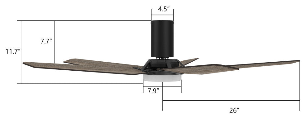 CARRO Smart Voice Control Ceiling Fan with Dimmable LED Light and Remote, Walnut, 52" Flush