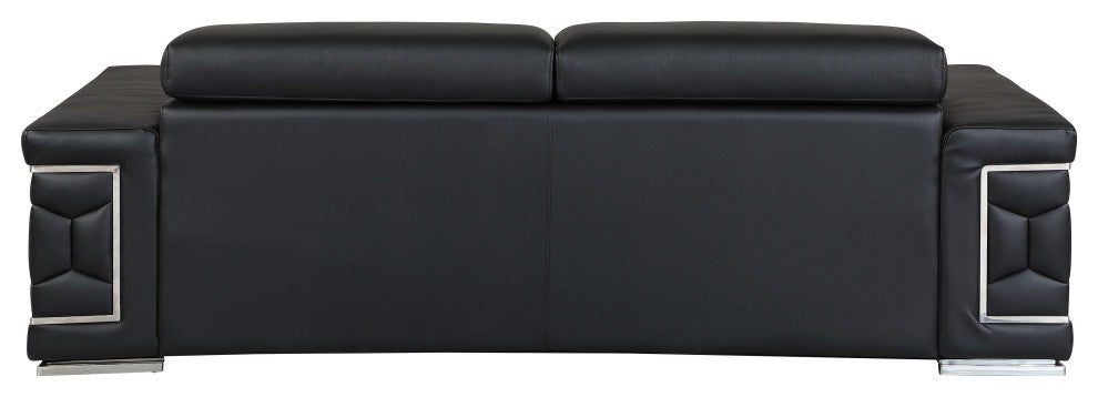 Rome Contemporary Genuine Italian Leather Sofa Black