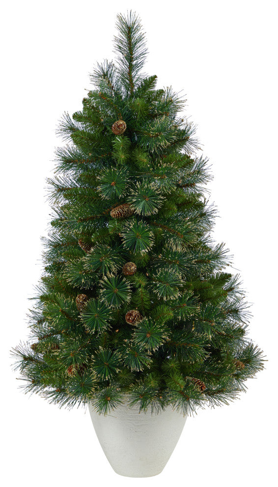 50" Golden Tip Washington Pine Christmas Tree wt 100 Clear Lights, Pine Cones
