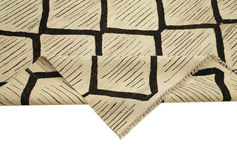 Rug N Carpet - Handmade Turkish 8' 1'' x 10' 0'' Modern Design Wool Kilim Rug