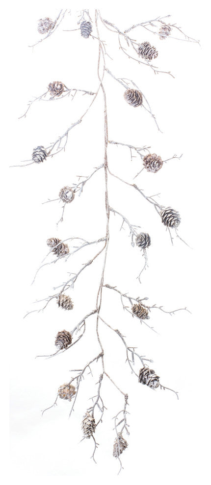 Flocked Pinecone Twig Garland, Set of 2