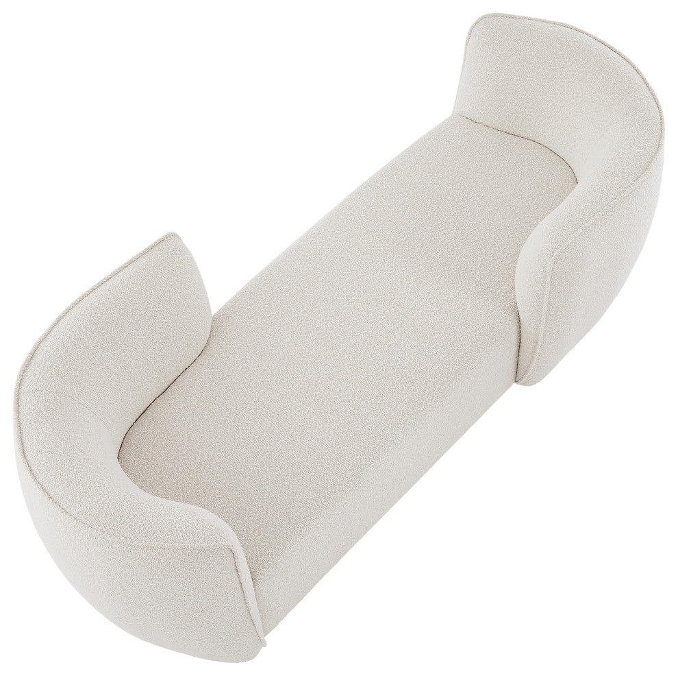 Hilton Boucle Fabric Upholstered Chaise Lounge, Cream