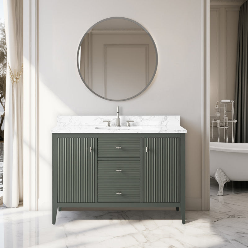 Vanity Art Freestanding Vanity, Vintage Green, 48", Single Sink, Brushed Nickel