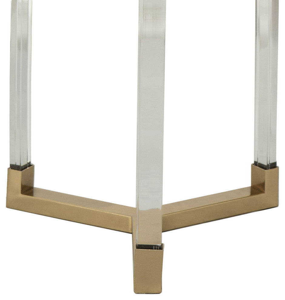 Benzara BM285128 Accent Tables, Acrylic Clear Legs, Glass Top, 2-Piece Set, Gold