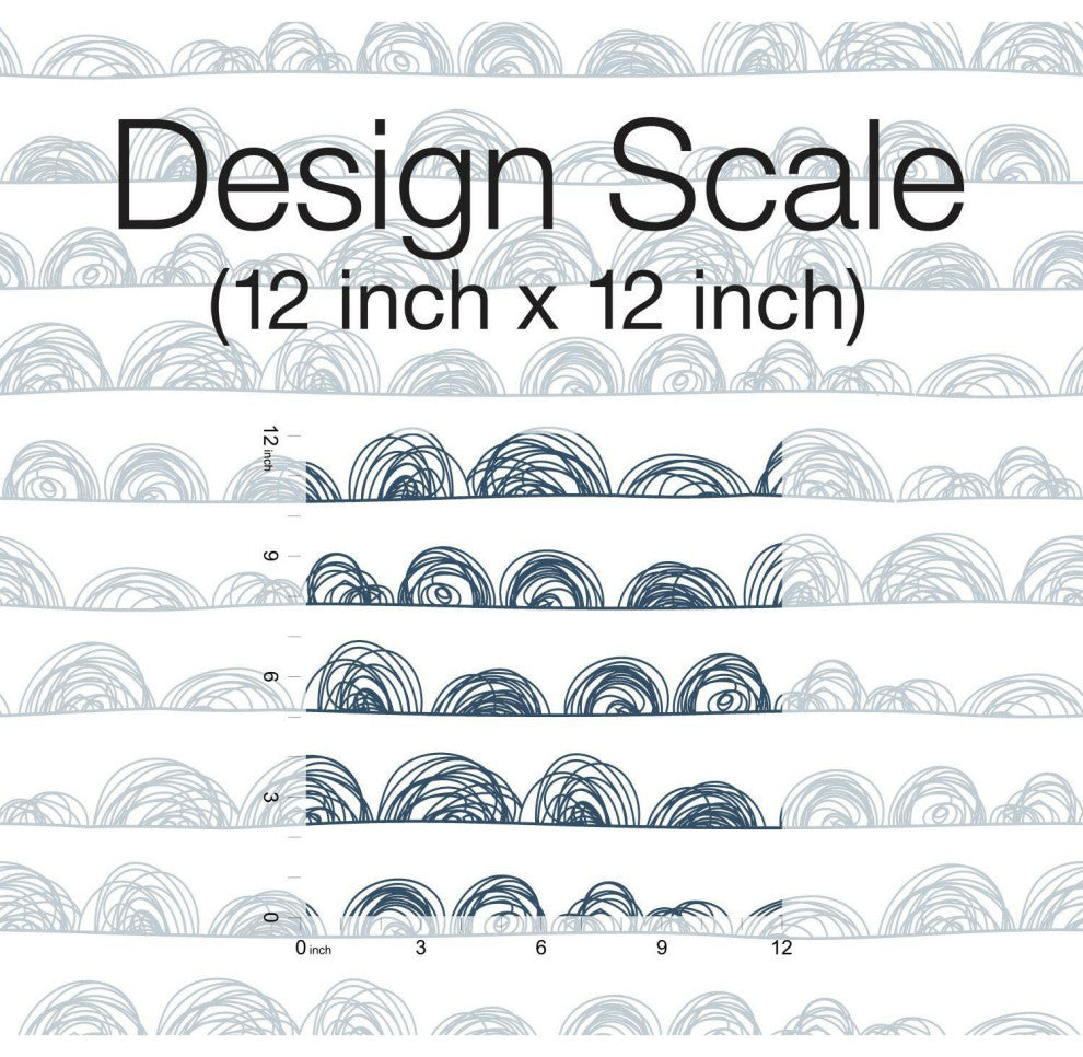 White & Indigo Doodle Scallop Peel & Stick Wallpaper