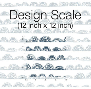 White & Indigo Doodle Scallop Peel & Stick Wallpaper