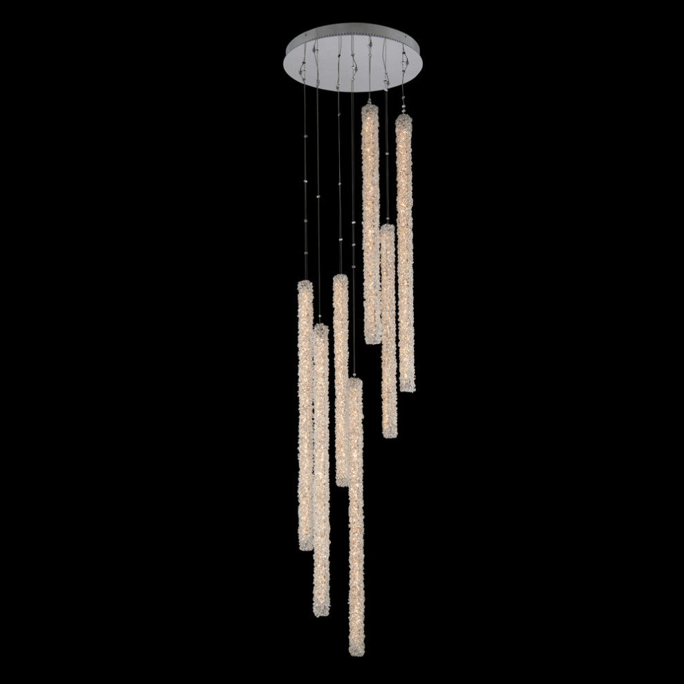 Allegri Lina 24" LED Foyer Pendant, Polished Chrome With Firenze Crystal