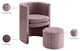 Selena 2-Piece Velvet Accent Chair and Ottoman Set, Pink