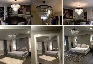 12-Light Luxury Modern Crystal Chandelier Pendant Ceiling Light - 32"