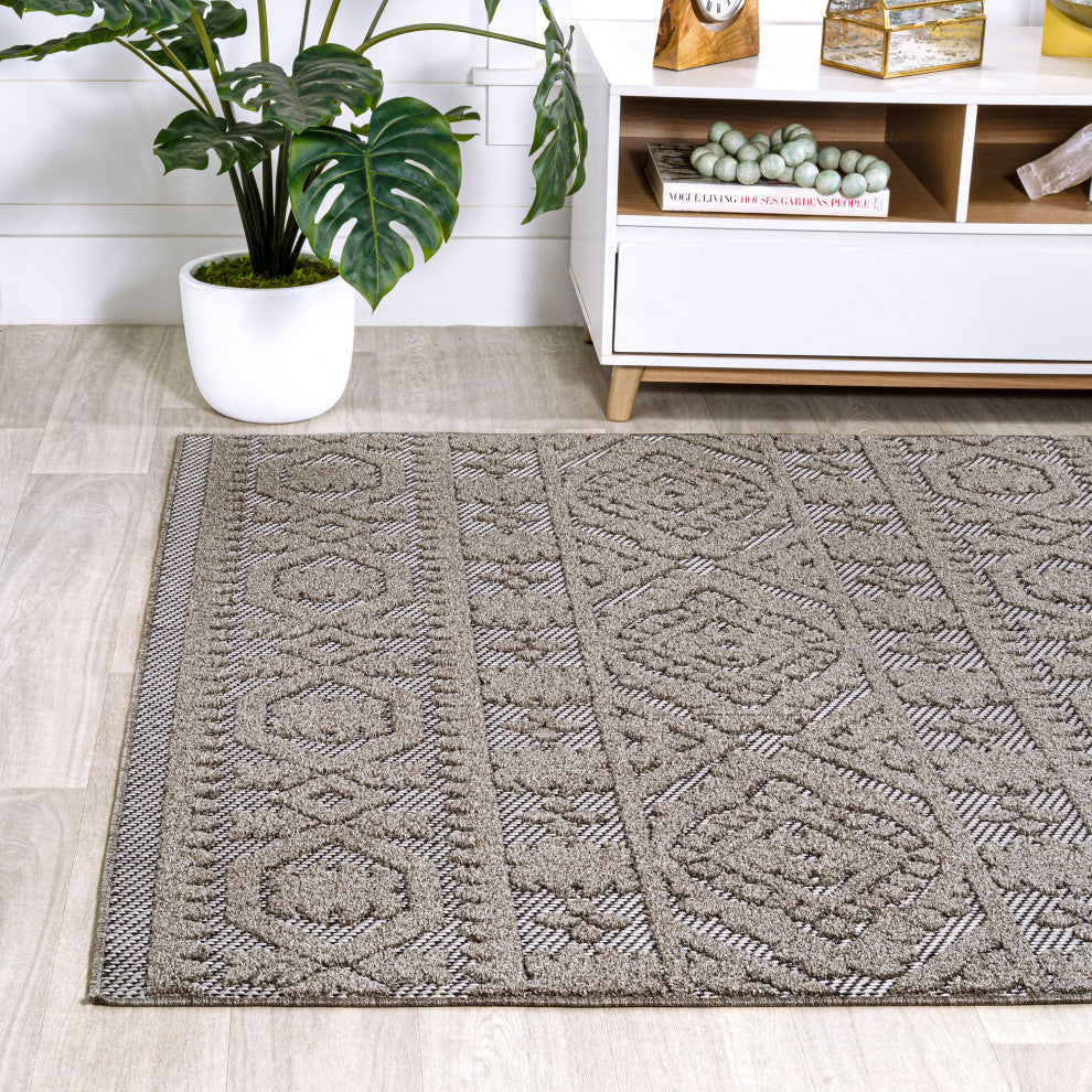 Citta High-Low Pile Mediterranean Tile Indoor/Outdoor Runner Rug