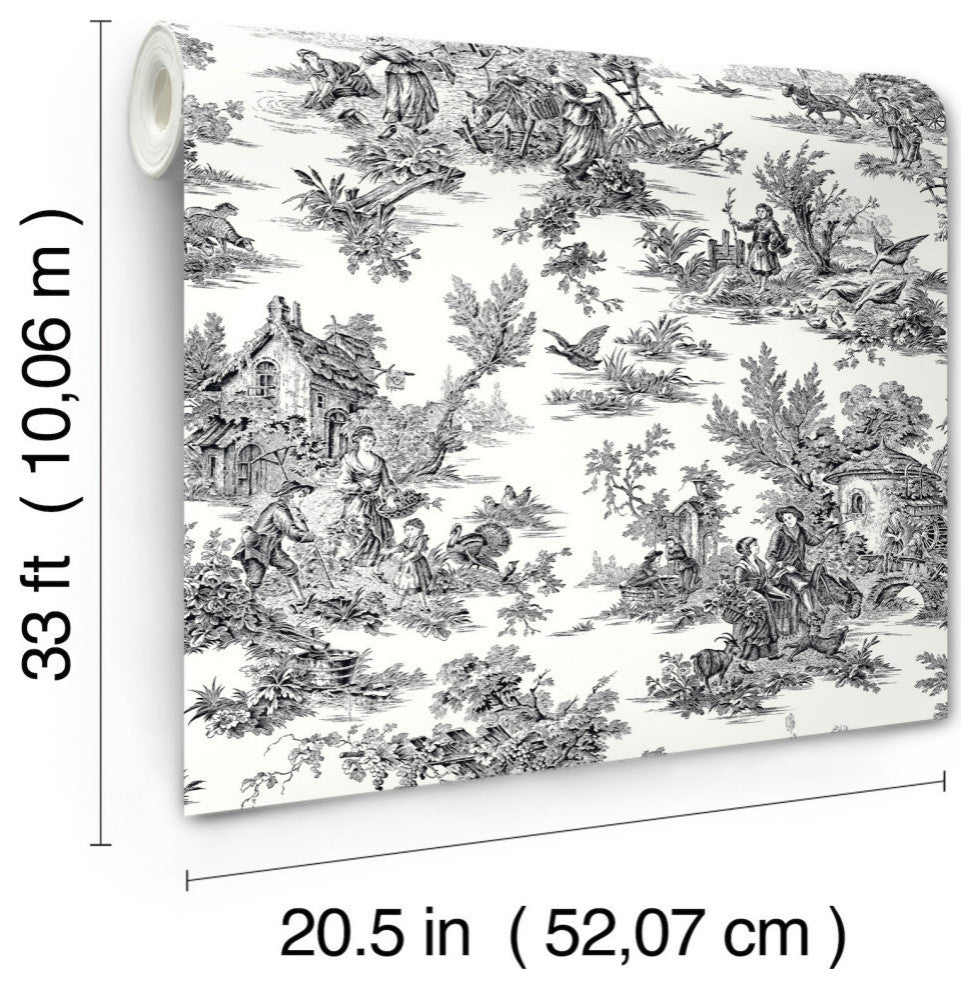 Campagne Toile Black and White Wallpaper