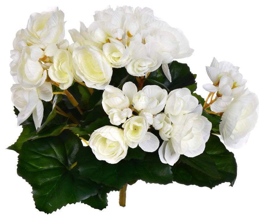 Vickerman Fl171005 9.5" Artificial White Polyester Begonia Bush