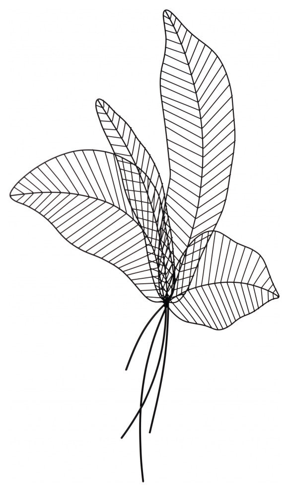 Matte Black Boho Chic Palm Leaf Wall Art