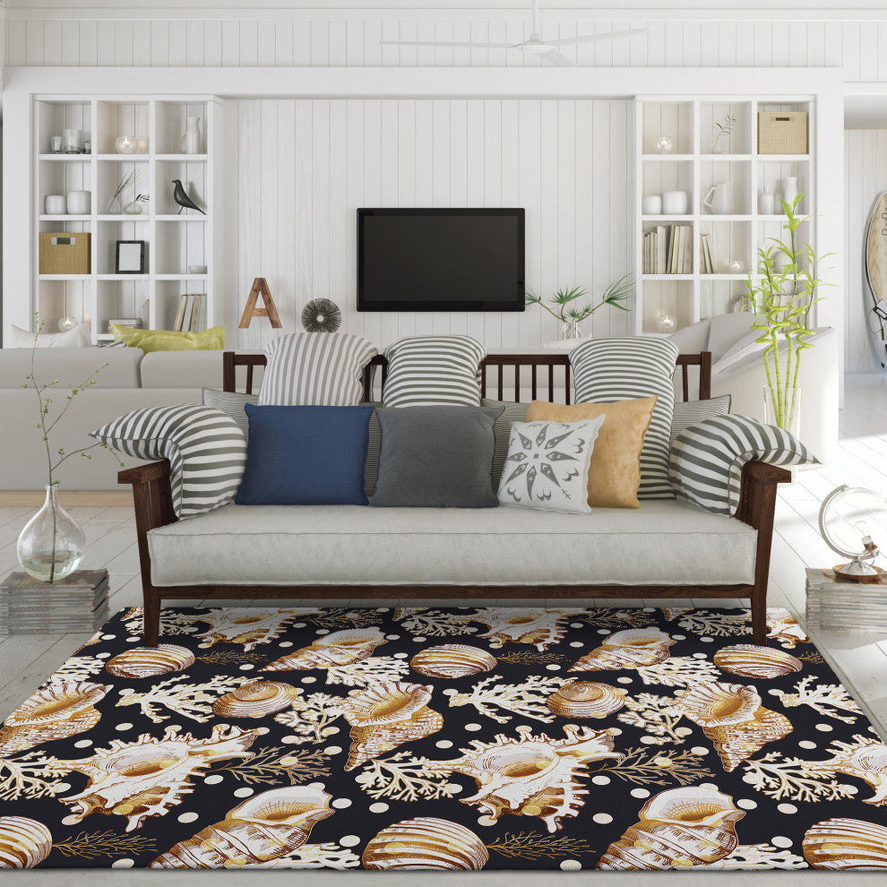 Indoor/Outdoor Seabreeze SZ6 Black Machine Washable 8' x 10' Rug