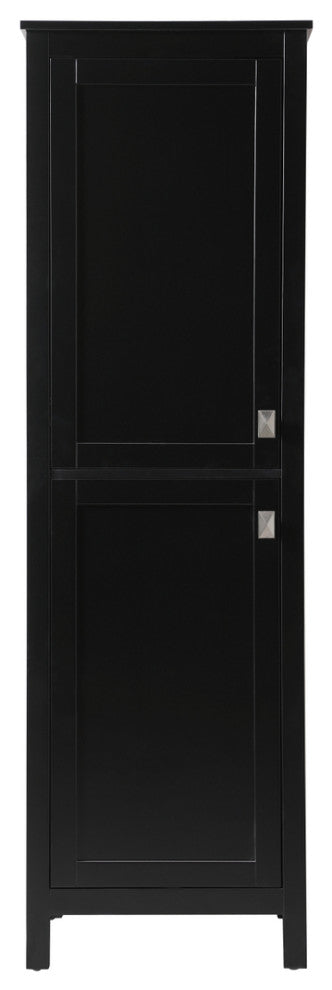 20" Wide Bathroom Linen Storage Freestanding Cabinet, Black