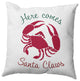 Santa Claws Crab Accent Pillow, Christmas Pink, 16"x16"