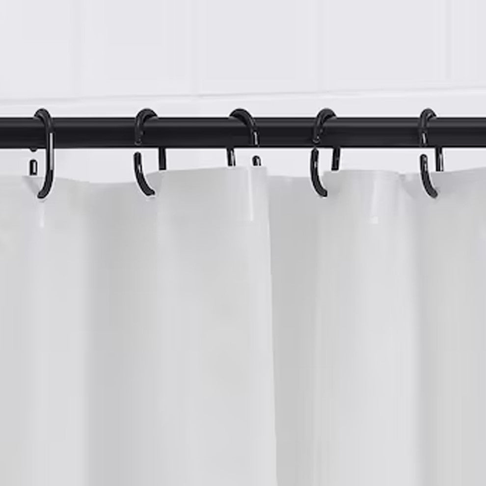 Shower Curtain Rings Plastic Hooks Solid or Clear Colors Set of 12, Solid Black