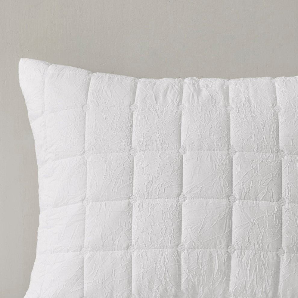 N Natori Cocoon Crushed Microfiber Quilted Comforter/Duvet Cover Set, White, Ful