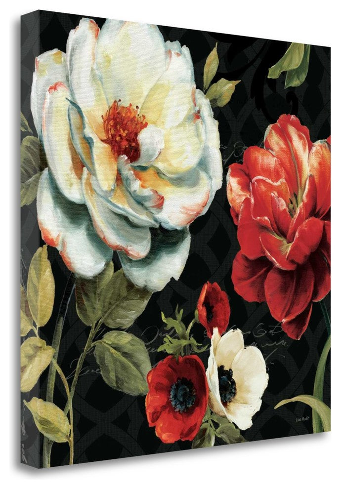 "Floral Story IV On Black" By Lisa Audit, Giclee Print on Gallery Wrap Canvas