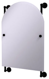 Dottingham Arched Top Frameless Rail Mounted Mirror, Matte Black