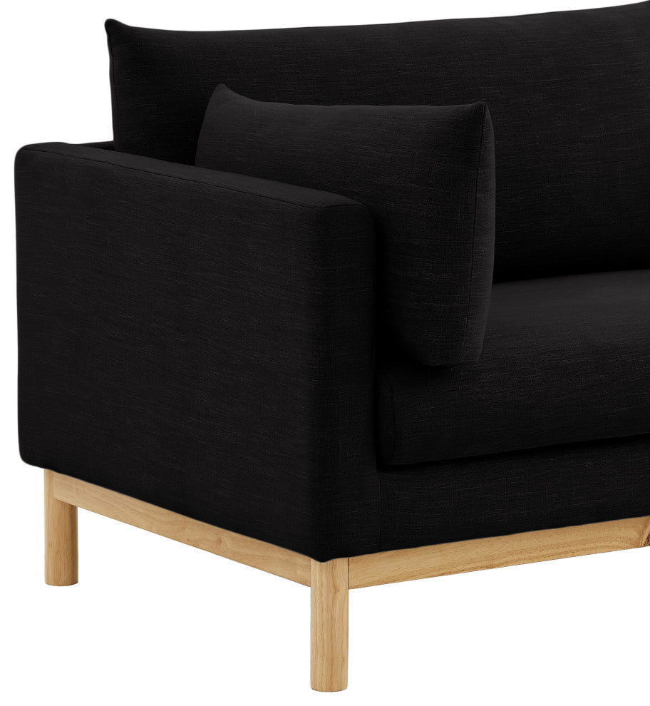 Langham Linen Textured Fabric Upholstered Loveseat, Black