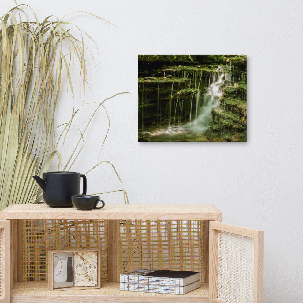 Pixley Falls 1 Rural Waterfall Landscape Photo Canvas Wall Art Print, 16" X 20"