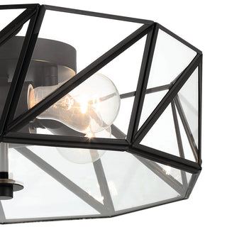 4 Light 15.94" Unique/Statement Geometric Flush Mount, Black