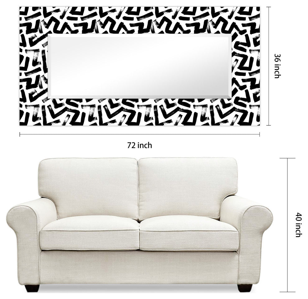 "Intertwined" Rectangular Beveled Leaner Mirror on Tempered Art Glass, 72" X 36"