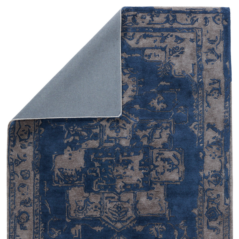 Alvea Handmade Medallion Blue/ Gray Area Rug 10'X14'