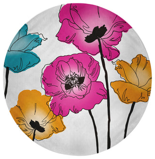 Popping Poppies Spring Chenille Rug, Pink, 5' Round