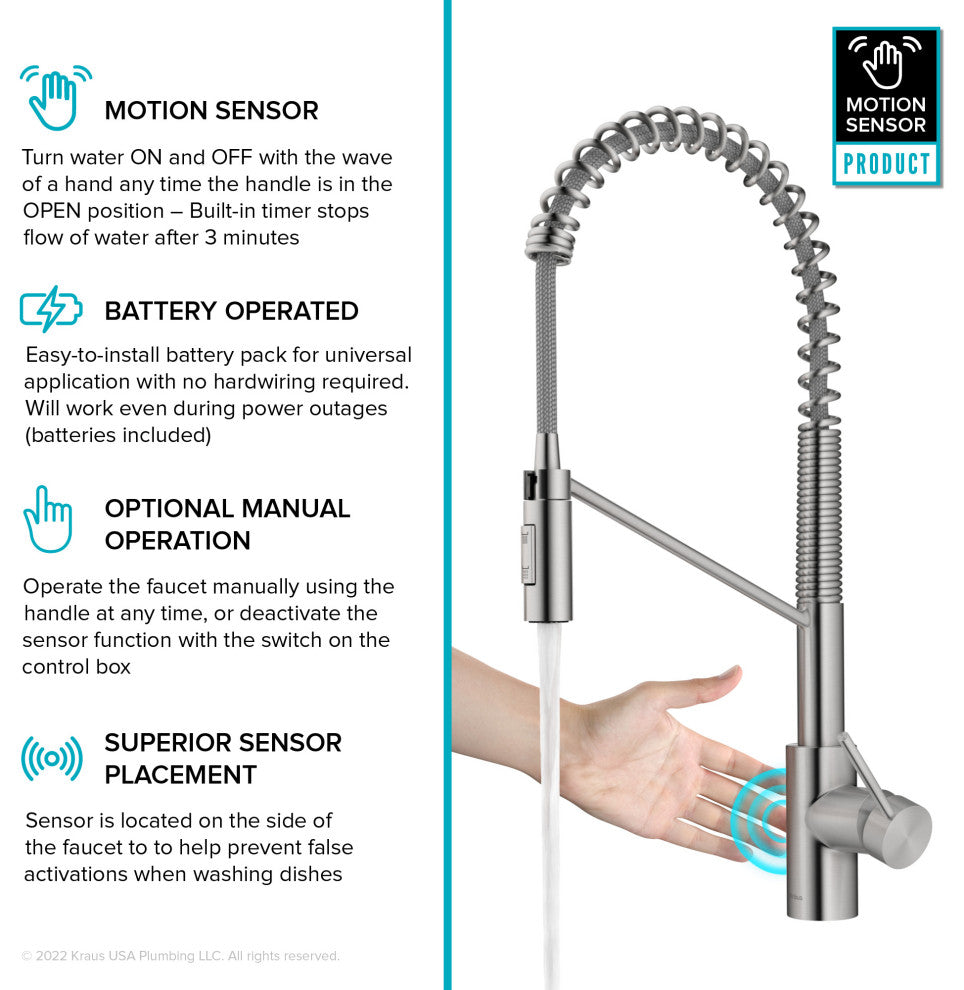 Oletto Touchless Pull-Down 1-Hole Kitchen Faucet, Bronze