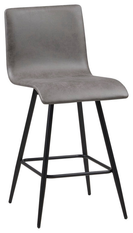 INK+IVY Adams Leather Modern Swivel Counter Stool, Grey Black