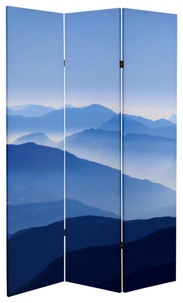 6' Tall Double Sided Misty Mountain Canvas Room Divider