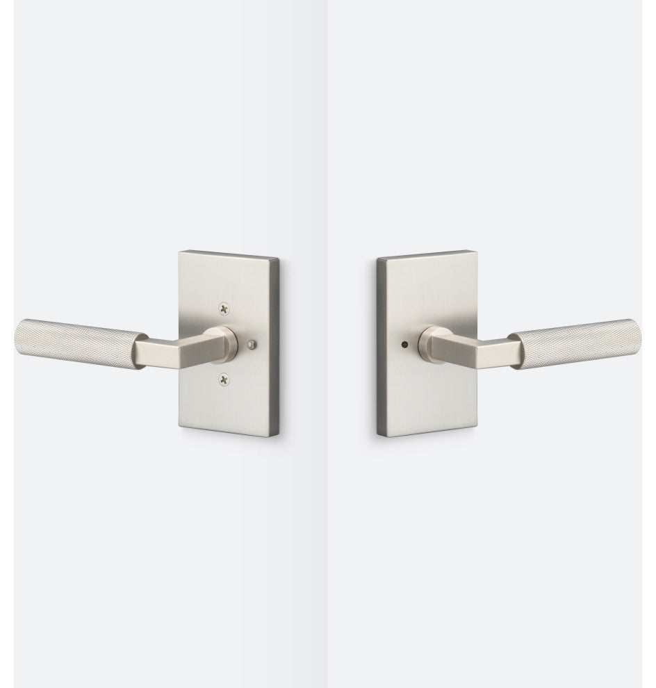 Levanto Privacy Rosette, Nickel, Knurled Grip in Nickel