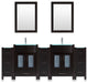 108" Black Vanity, 36" Double Sink Bases, Triple 12 Drawer Bases, LV3-C21-108-B