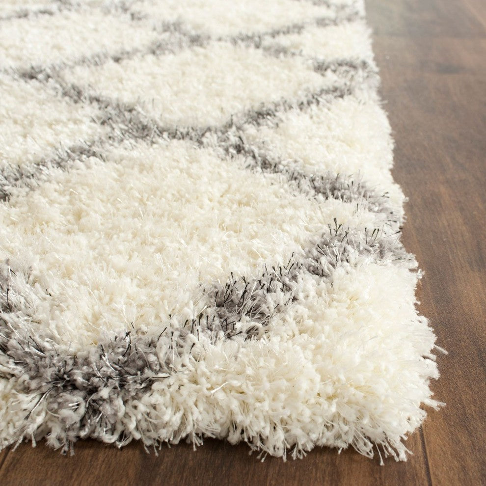 Safavieh Montreal Shag Sgm866B Shag Rug, Ivory/Gray, 8'6"x12'0"