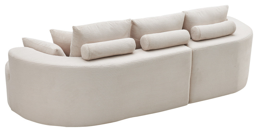 GDF Studio 106" 2-Piece Cloud Curved 3-Seater Sectional Sofa, Right Facing, Whitecap Gray