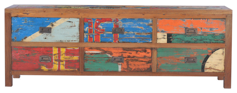 Dresser / Buffet with 6 Drawers made from Recycled Teak Wood Fishing Boats