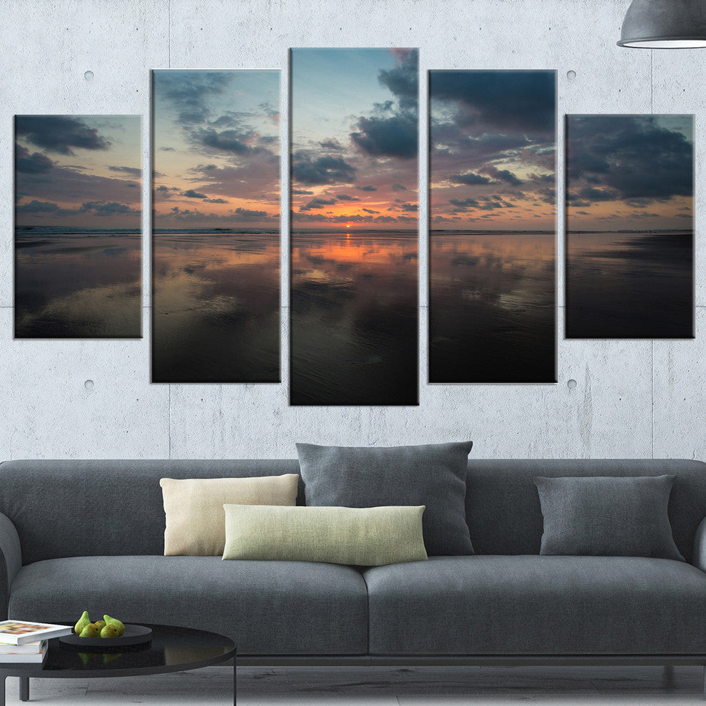 "Matapalo in Costa Rica Beach Sunset" Seascape Art Canvas, 5 Panels, 60"x32"