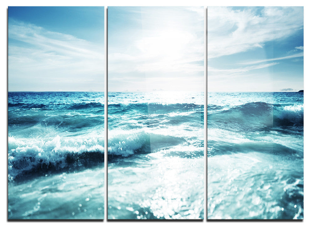 "Seychelles Beach at Sunset" Metal Wall Art, 3 Panels, 36"x28"