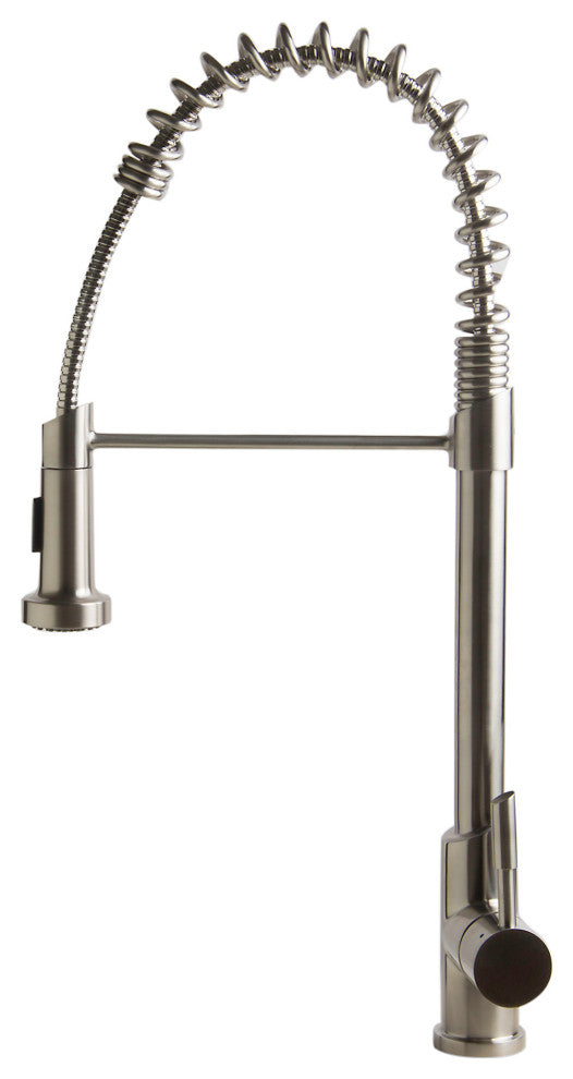Solid Stainless Steel Spring Kitchen Faucet with Pull Down Shower Spray