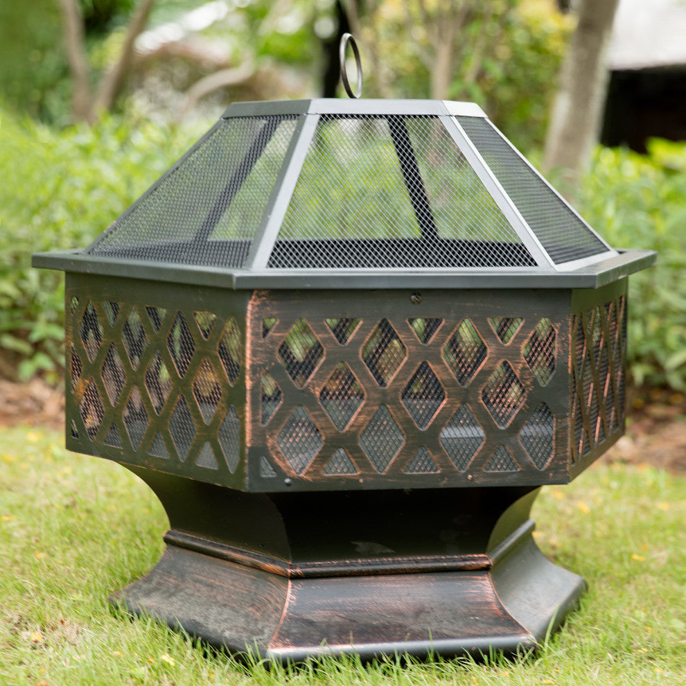 25.22'' H x 24.42'' W Iron Wood Burning Outdoor Fire Pit
