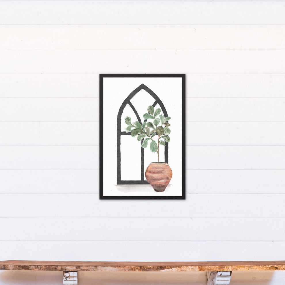 Plant With Arch II 20"x30" Black Framed Canvas