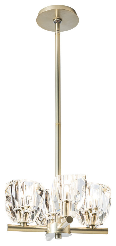 Gatsby 4-Light Semi-Flush/Pendant, Modern Brass Finish, Crystal Accents