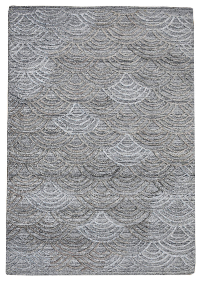HAND WOVEN FLAT WEAVE KILIM POLYESTER AREA RUGS -Rectangle,Silver,Geometric, [Rectangle] 6'x9'