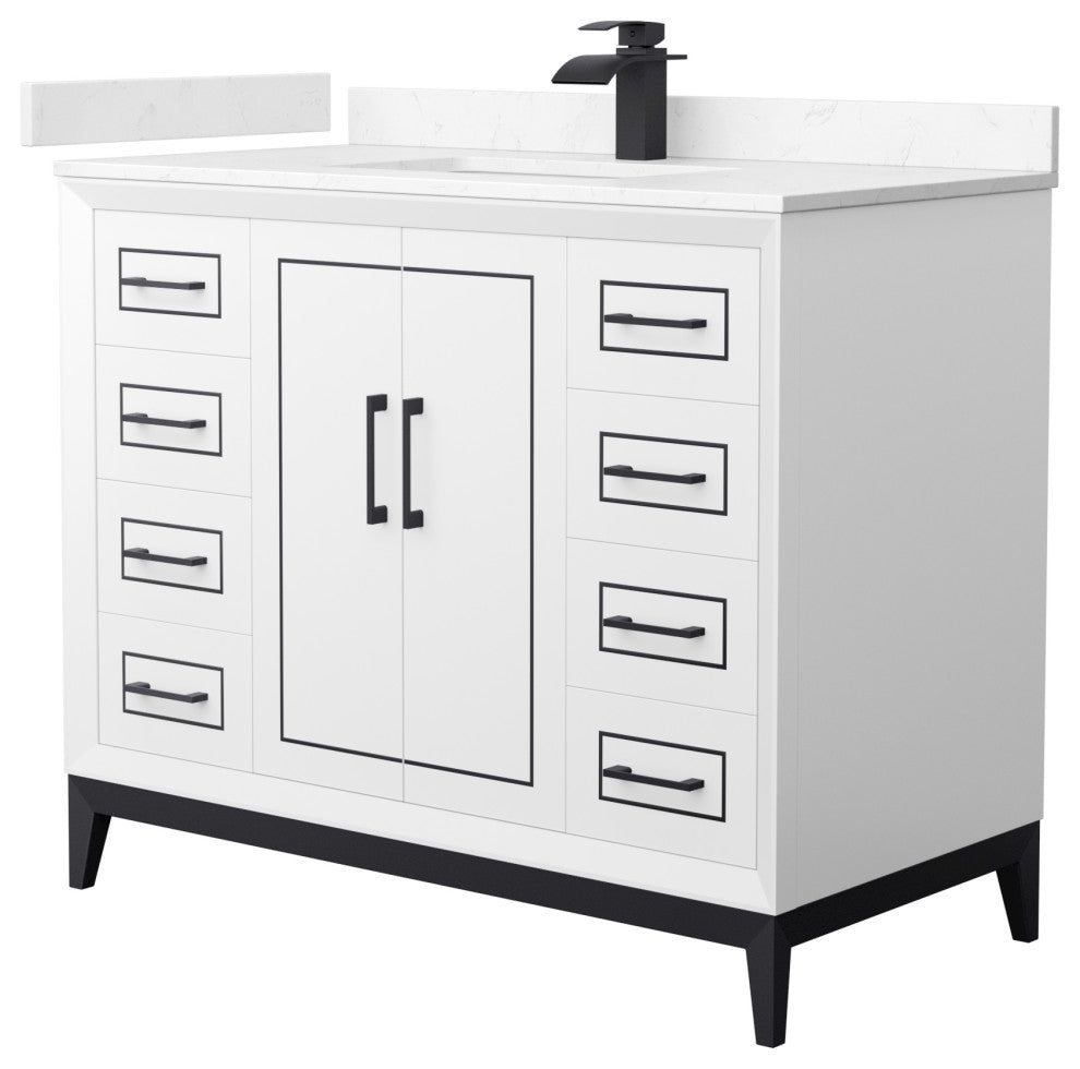 Marlena 42" Single Vanity, Cultured Top, Black Trim