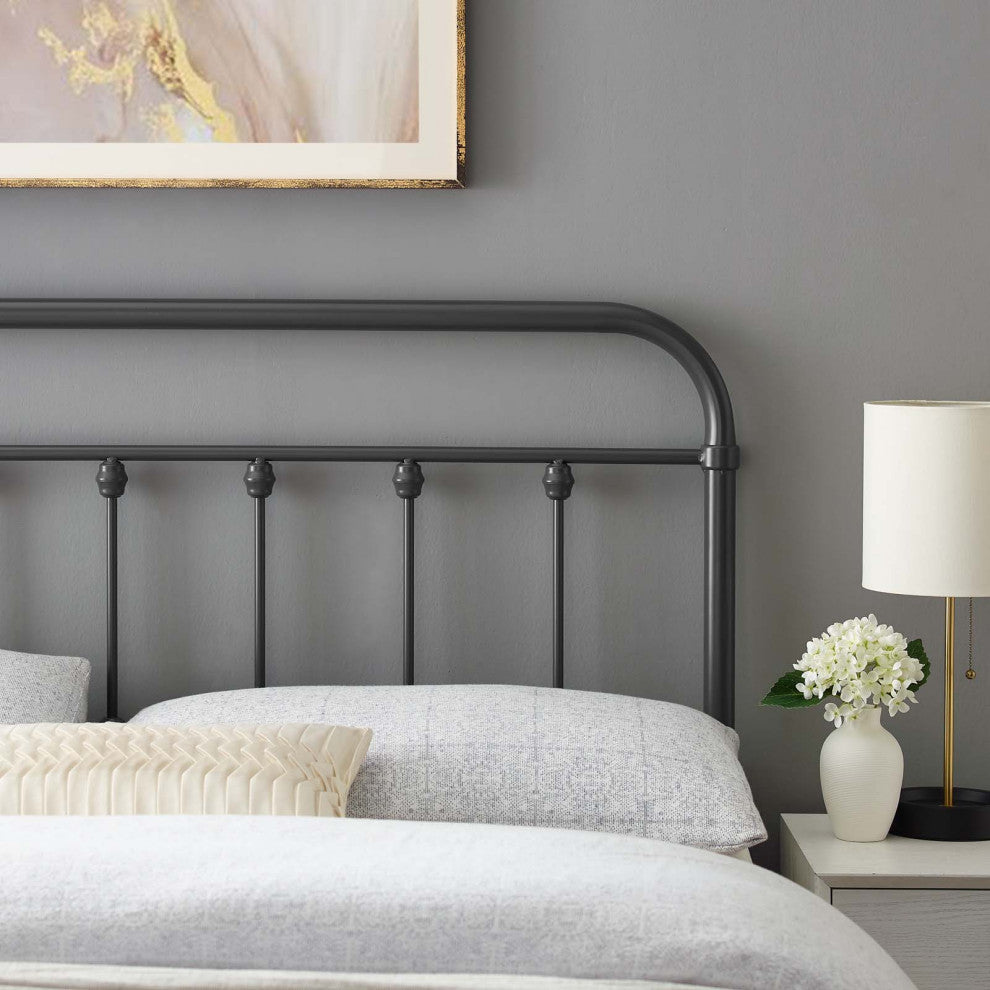Headboard, King Size, Metal, Gray, Modern Farmhouse, Bedroom Master