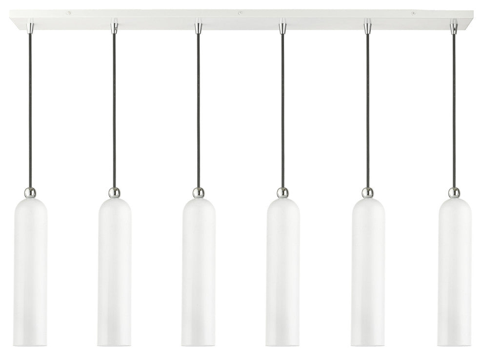 Shiny White Finish Mid Century Modern, Urban, Scandinavian Linear Pendant