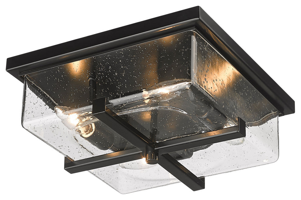 Zlite 592F-BK 4-Light Outdoor Flush Ceiling Mount Fixture, Seedy
